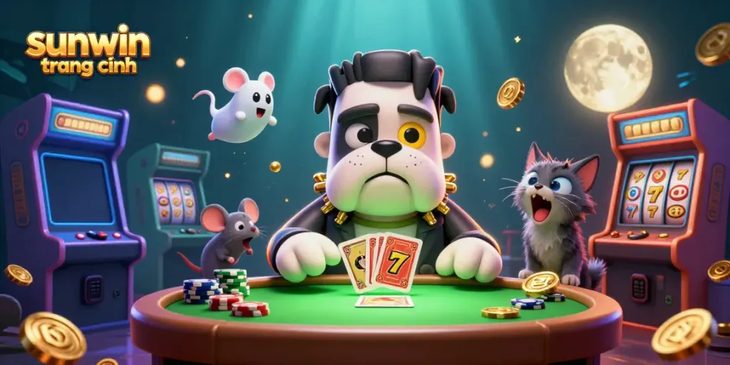 Experience thrilling gameplay at sunwin trang chính with a unique card-dealing bulldog and vibrant gaming atmosphere.