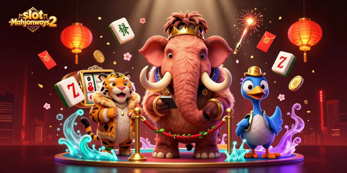 Engage with slot-mahjongways2 as vibrant 3D casino characters celebrate with mahjong tiles, slot reels, and festive effects.