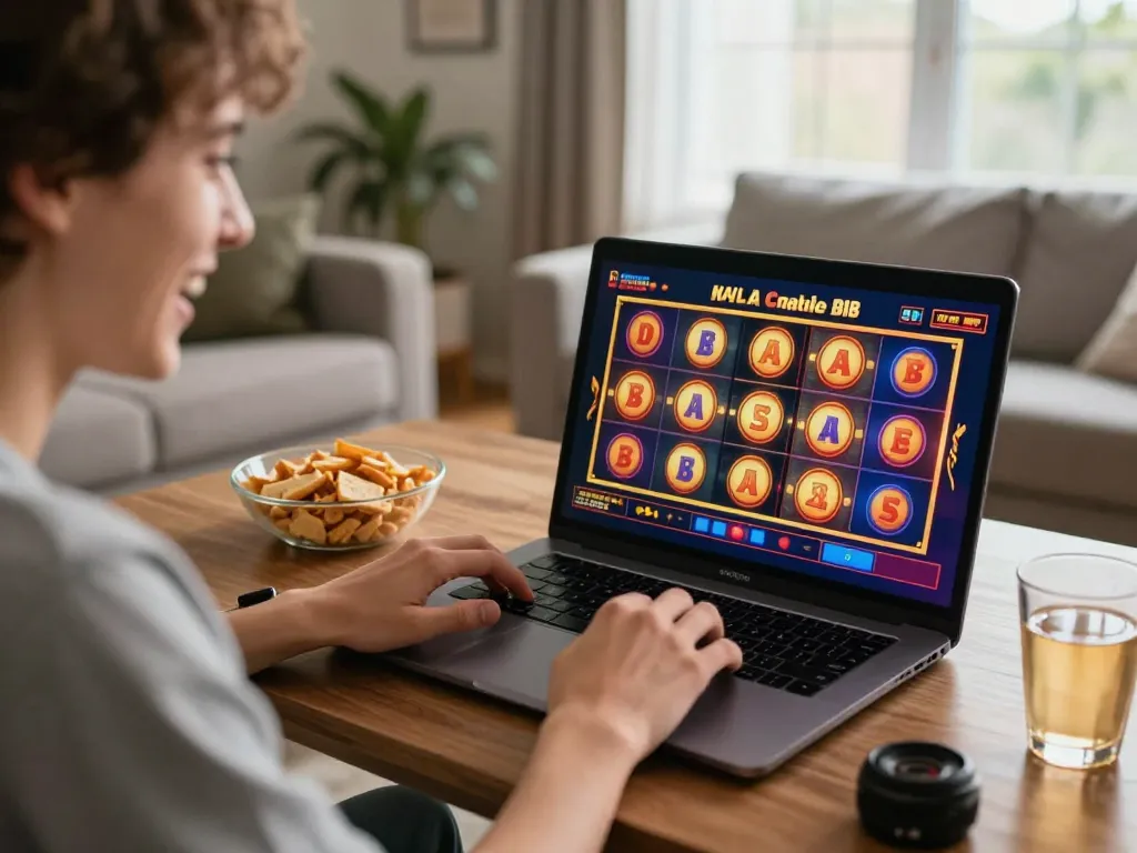 Player enjoying online slots at home on fly88mb gaming platform
