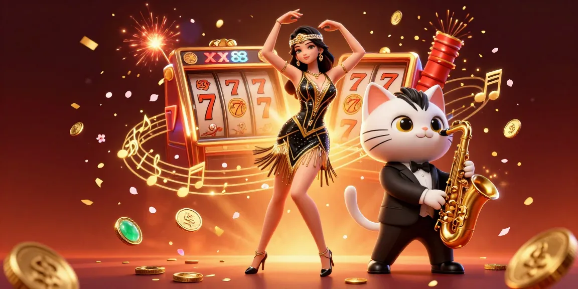 Engage with xx88's rich gaming experience in a vibrant casino, featuring exciting slots and spirited characters.