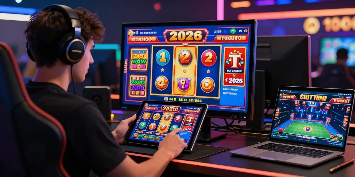 Exciting new online casinos UK showcasing vibrant slots and gaming setup.