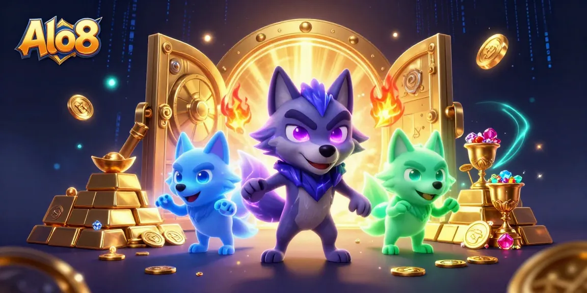 Alo8 offers thrilling gaming experiences with a dynamic scene of ghostly wolves and treasure.
