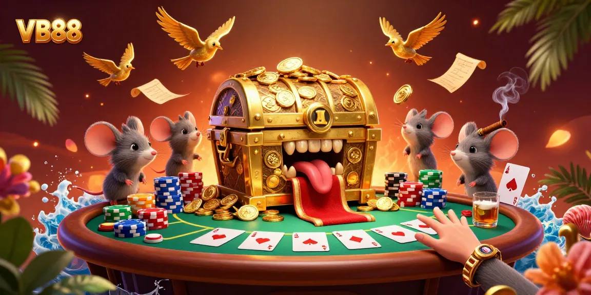 Boost your excitement with VB88 at this vibrant casino scene featuring poker elements.