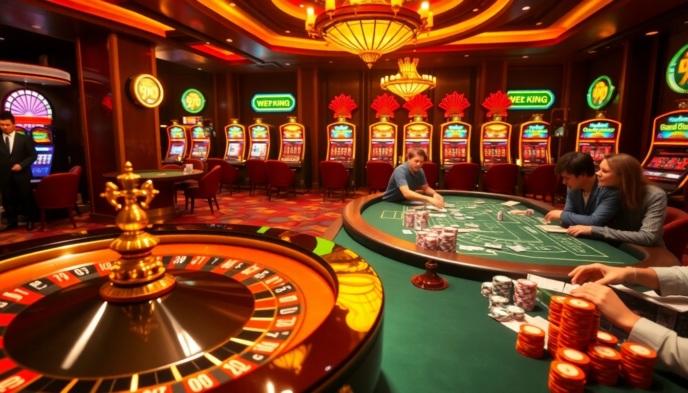 79king players enjoying a thrilling game at a luxurious casino table.