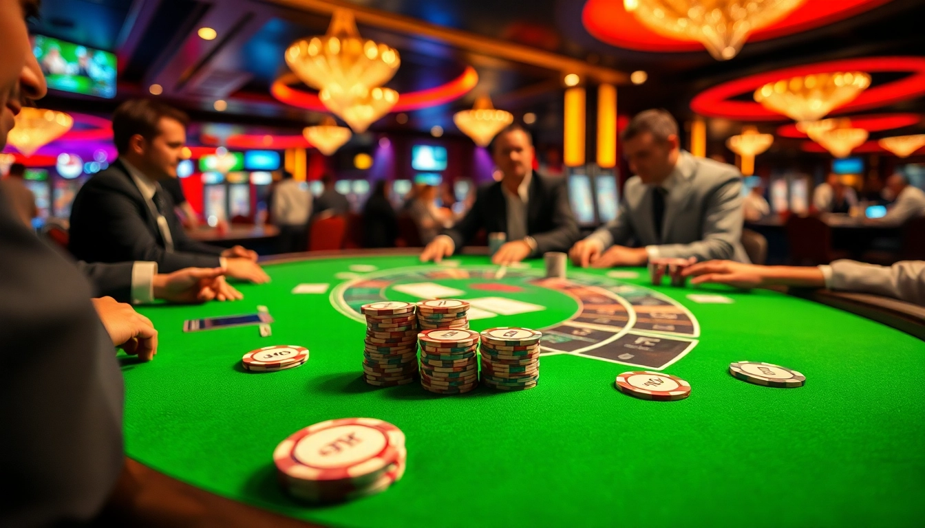 Engage in an exciting game at the Blackjack Casino with vibrant cards and chips in play.