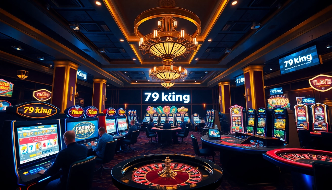 A dynamic view of players enjoying various games at the 79king online casino, showcasing excitement and luxury in a digital environment.