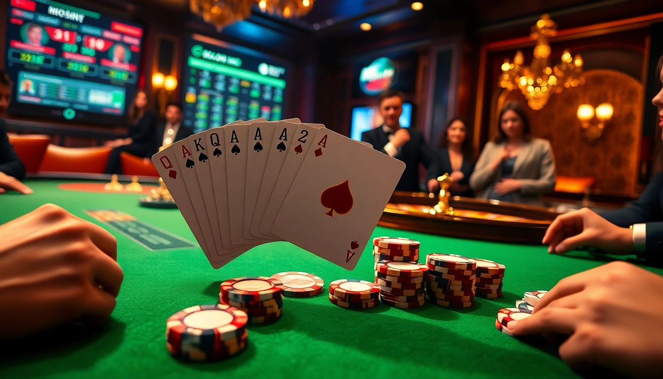 Players strategizing their bets on the luxurious 32win casino table amid excitement.