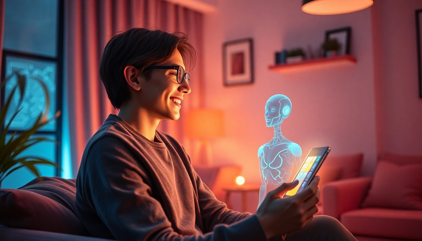 Engaging interaction featuring free sex ai in a cozy digital space, highlighting advanced AI character connection.