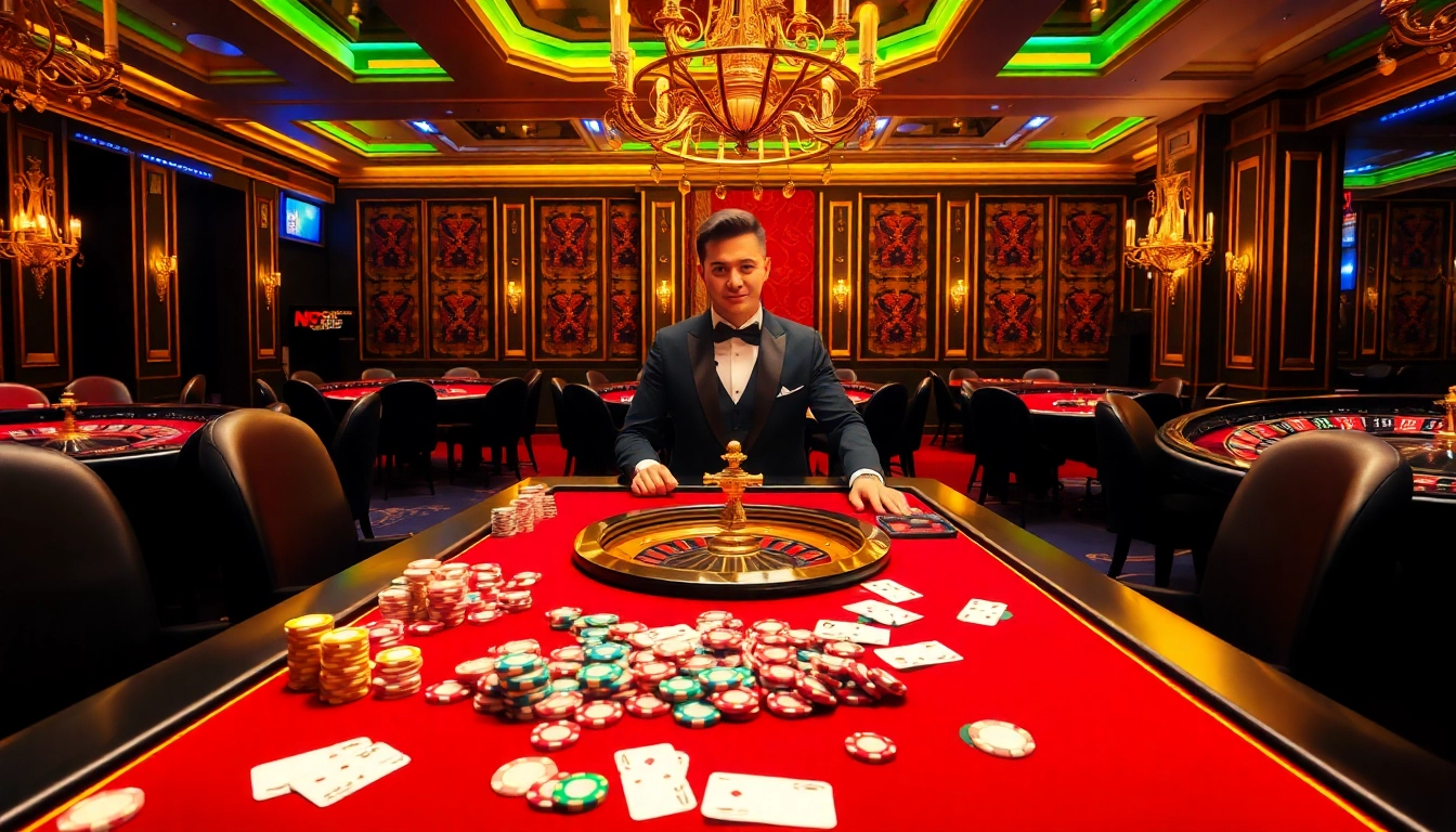 Exciting casino scene featuring new 88 poker chips and vibrant roulette wheels, showcasing a thrilling gambling atmosphere.