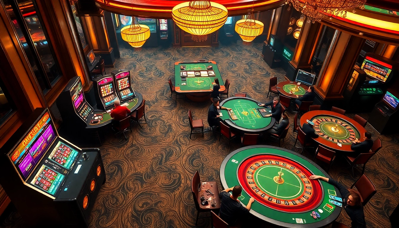 KJC engages players at a luxurious casino, showcasing high-stakes games and vibrant slot machines.