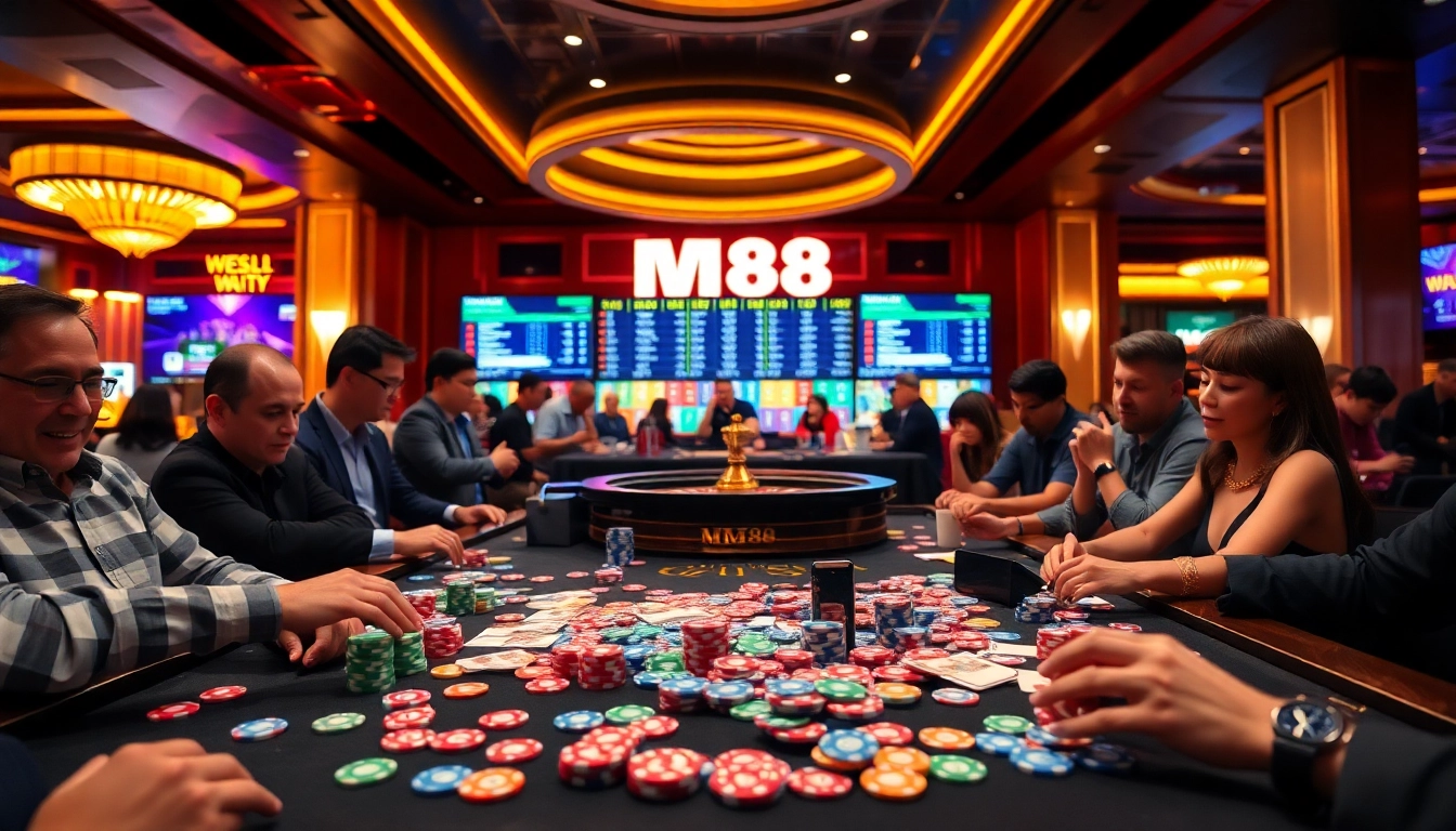 Experience the thrill of MM88 gaming with vibrant poker chips and cards at a luxurious table.