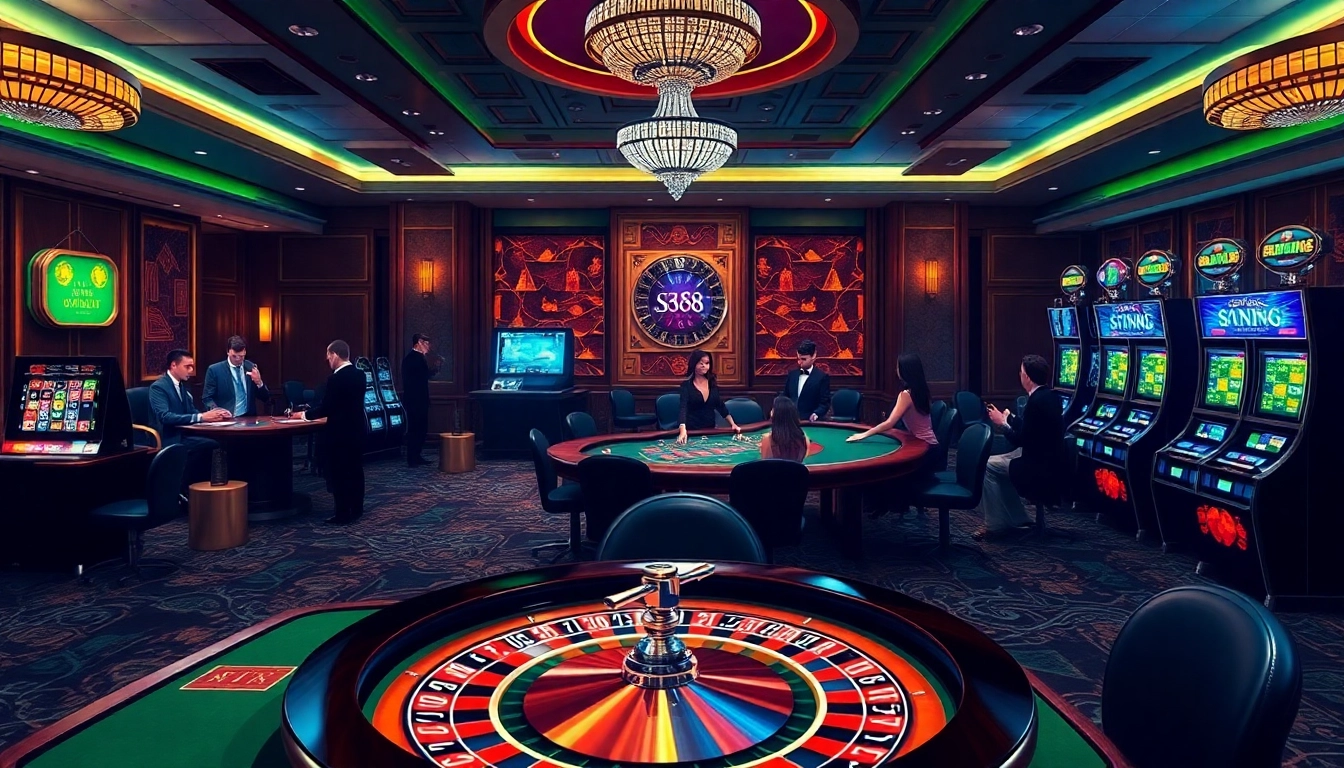 Experience the thrill of winning at https://s88.works/ with an engaging casino scene, showcasing players in action.