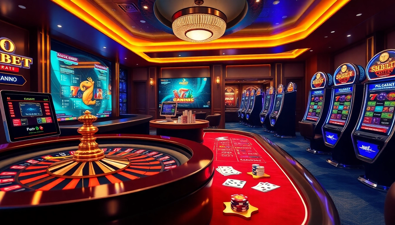Experience engaging online gaming at SHBET, featuring vibrant roulette and poker tables.