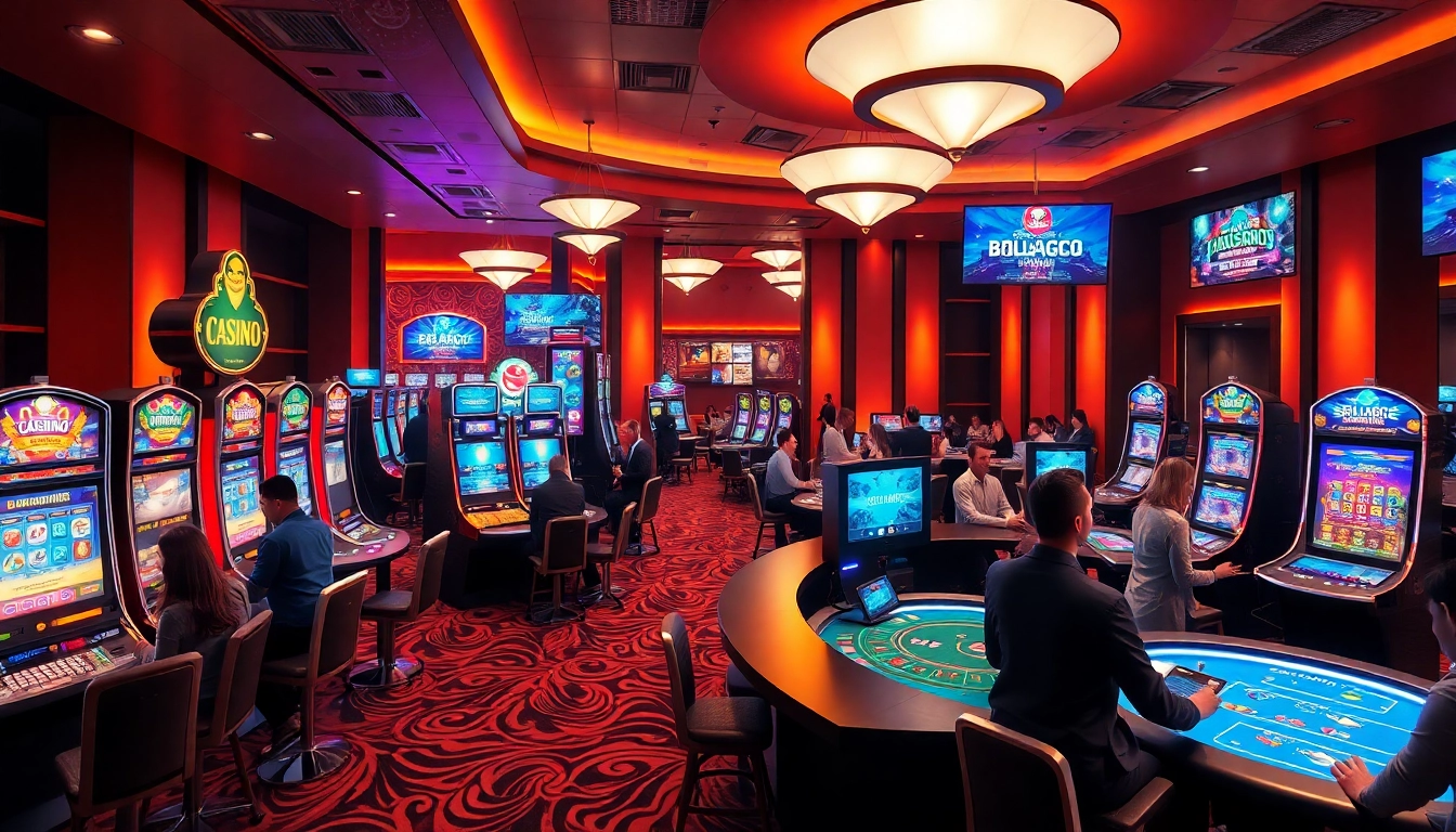 Experience the thrill of bolagacor online gaming with engaging players at colorful slots and live casino tables.