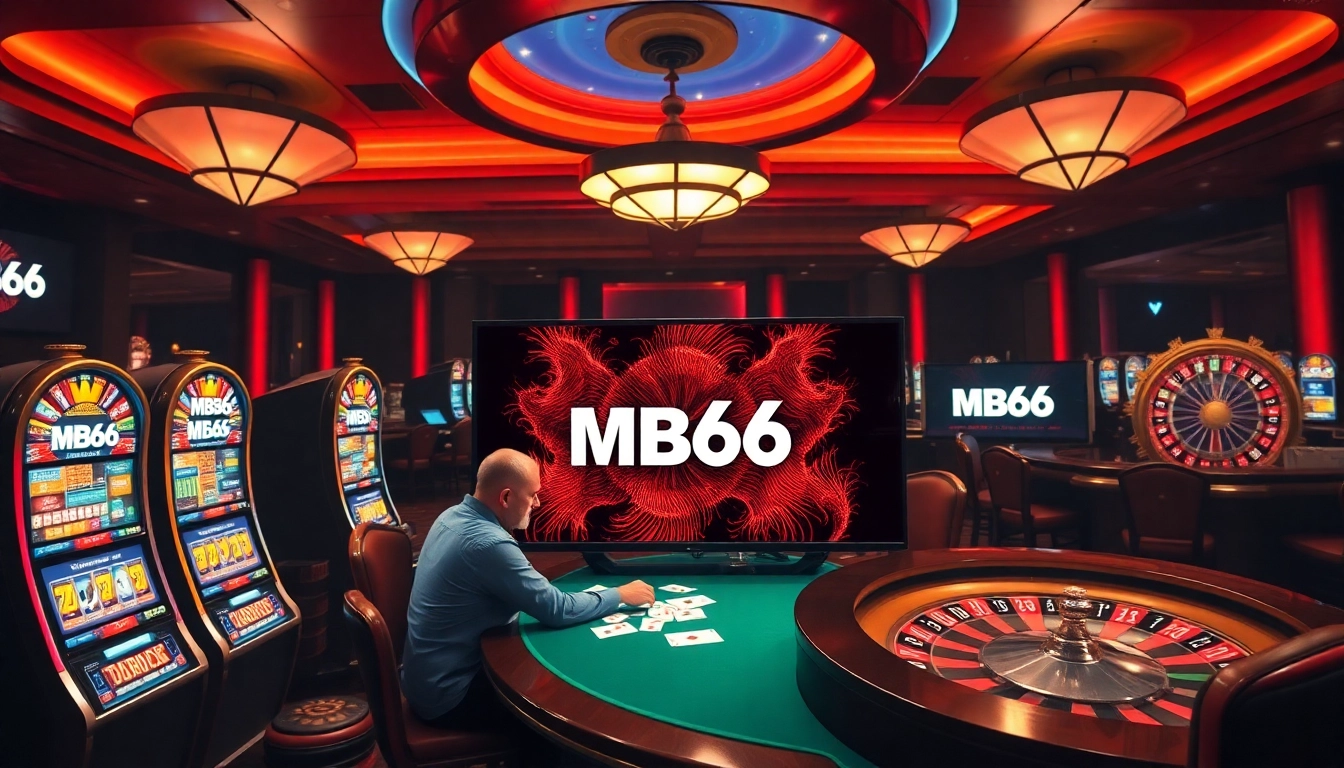 Experience the thrill of gambling at MB66 with a vibrant poker game and exciting casino atmosphere.