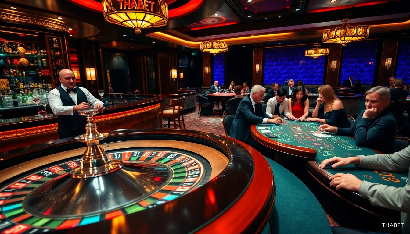 Experience the excitement of THABET casino gaming with immersive poker tables and roulette action.