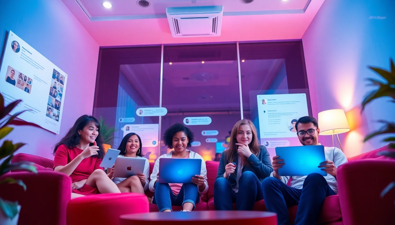 مستخدمون متفاعلون في شات تعب قلبي يناقشون في بيئة دردشة رقمية ودية.