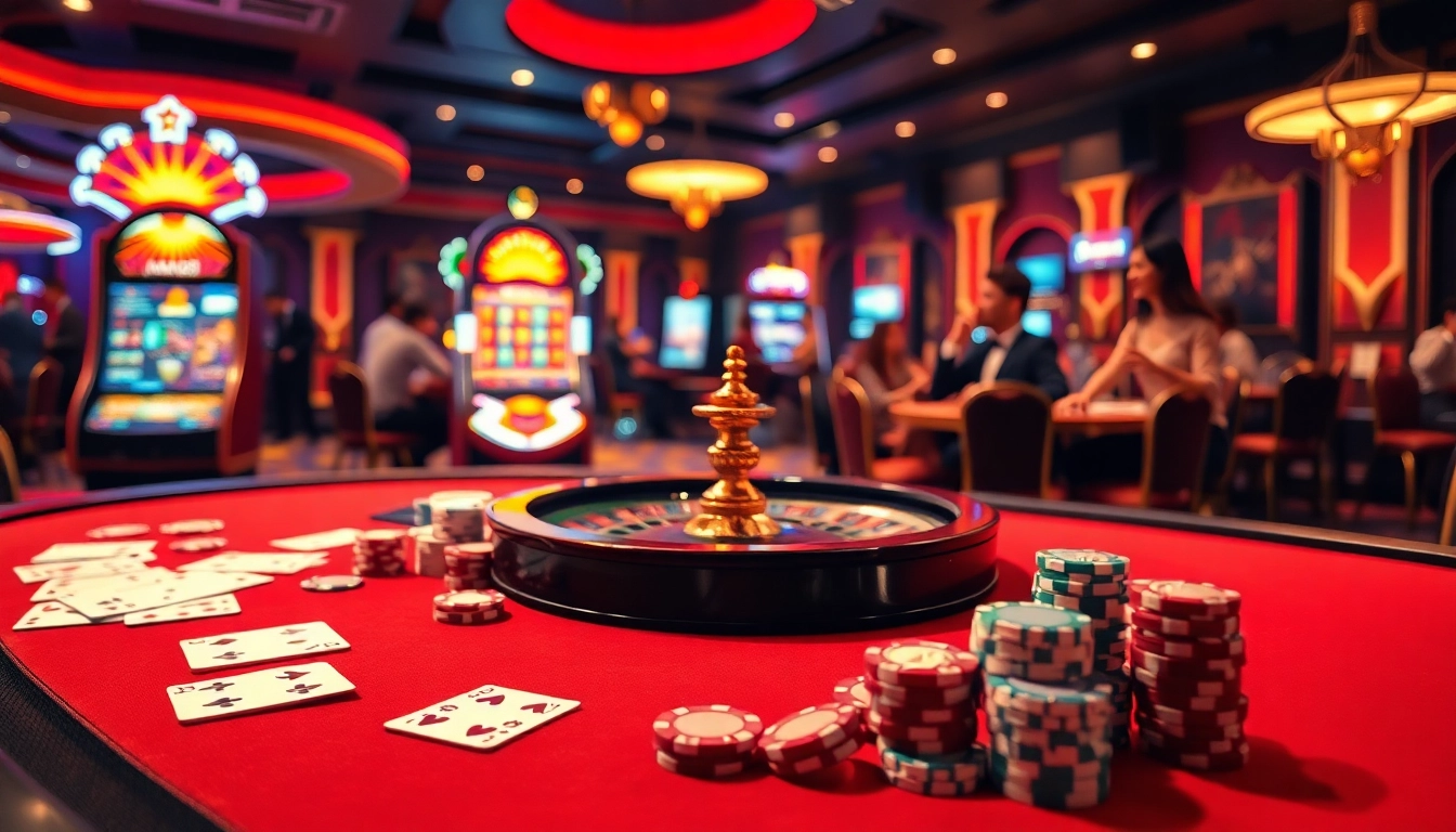 Gamblers celebrating at a luxurious casino table with Man88 branding visible among poker chips and cards.