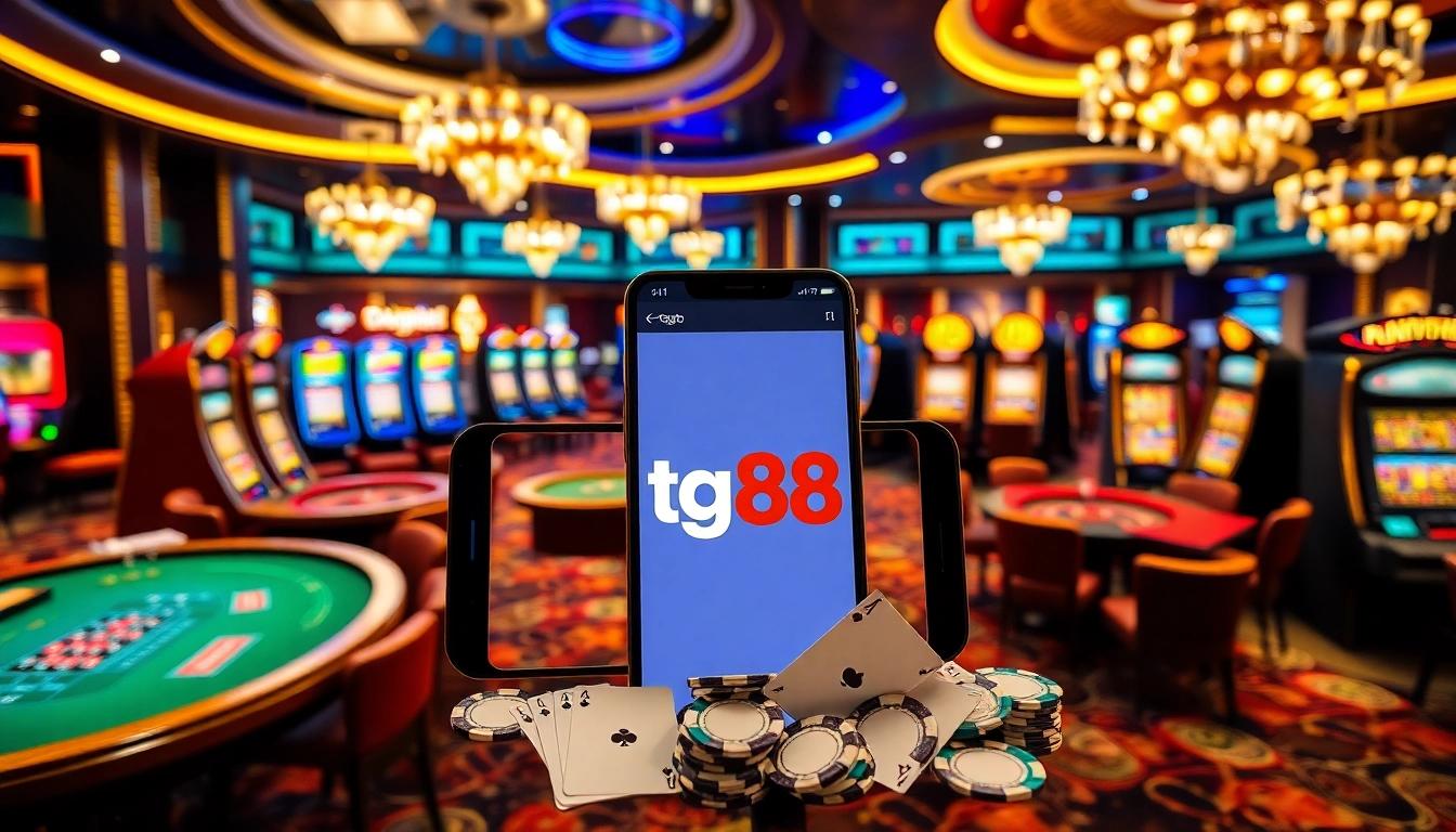 Experience thrilling games with the tg88 app in a luxurious casino environment.