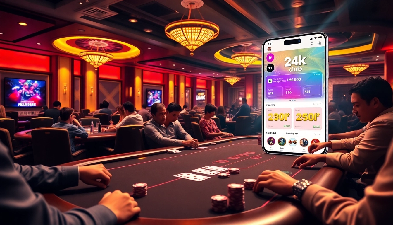 Experience the excitement of the app 24kclub in a vibrant casino environment filled with gaming action.