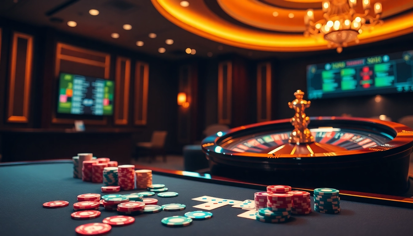 Experience the excitement of pengeluaran china at a vibrant casino table with poker chips and cards.